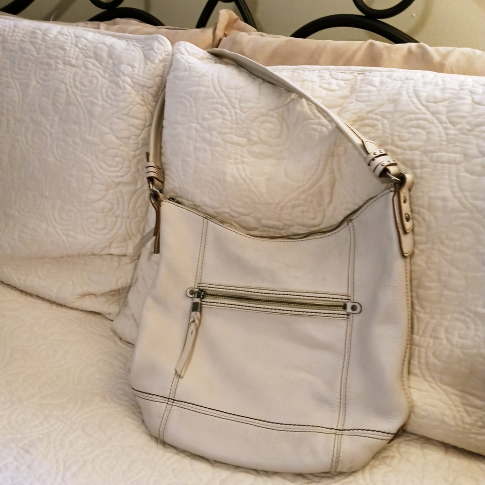 The Sak Vintage Sequoia Cream colored Pebble Leather Hobo/Shoulder Bag